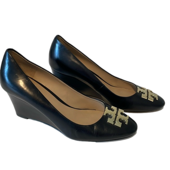 Tory Burch Shoes - Tory Burch black leather wedge pumps sz 7